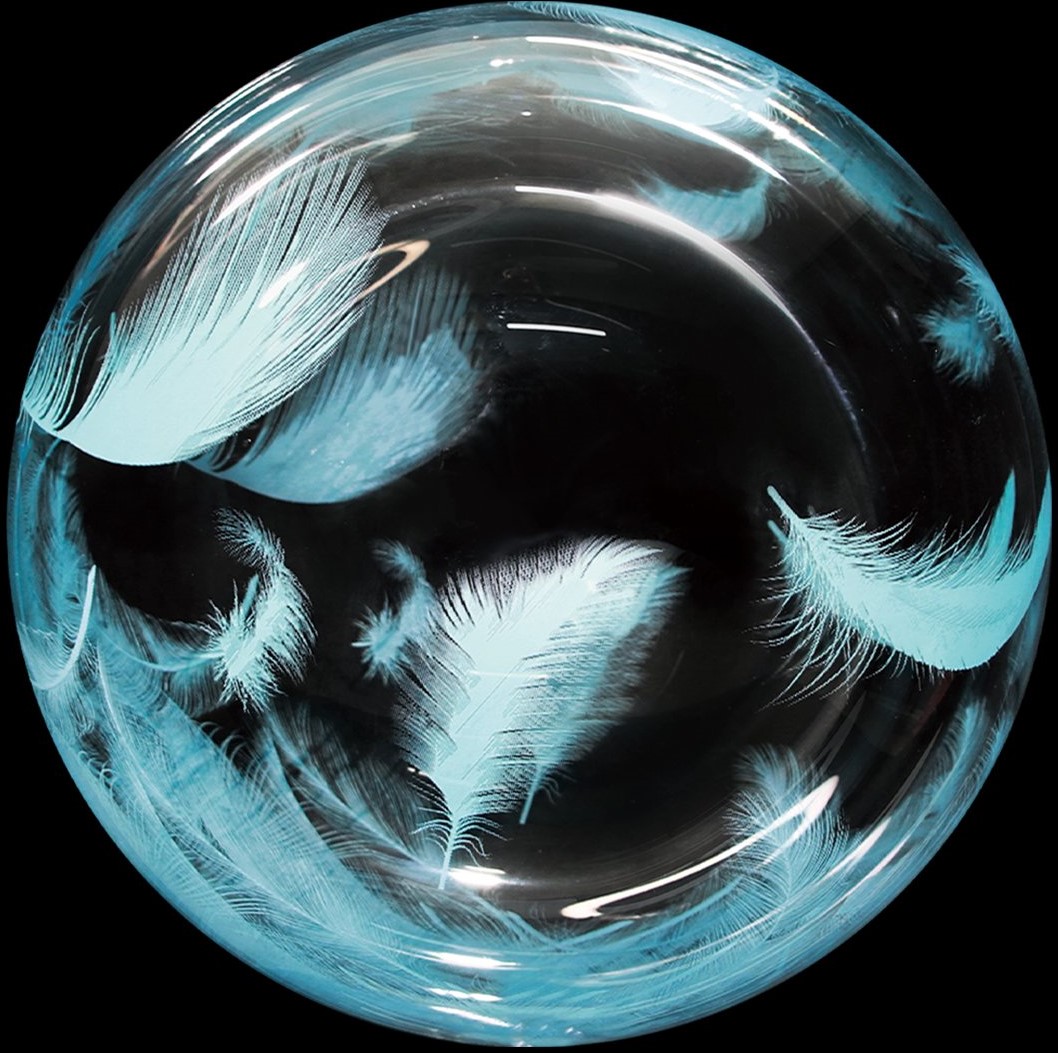Шар Сфера (20/51 см) Бирюзовые перья Прозрачный Кристалл Falali
