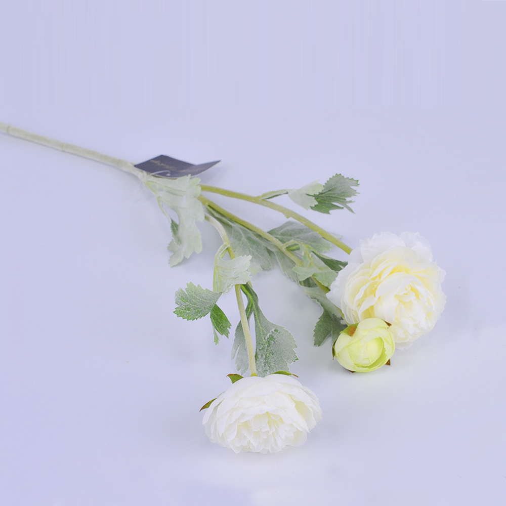 Искусственные цветы Ранункулюс Белый 50см (ветка)