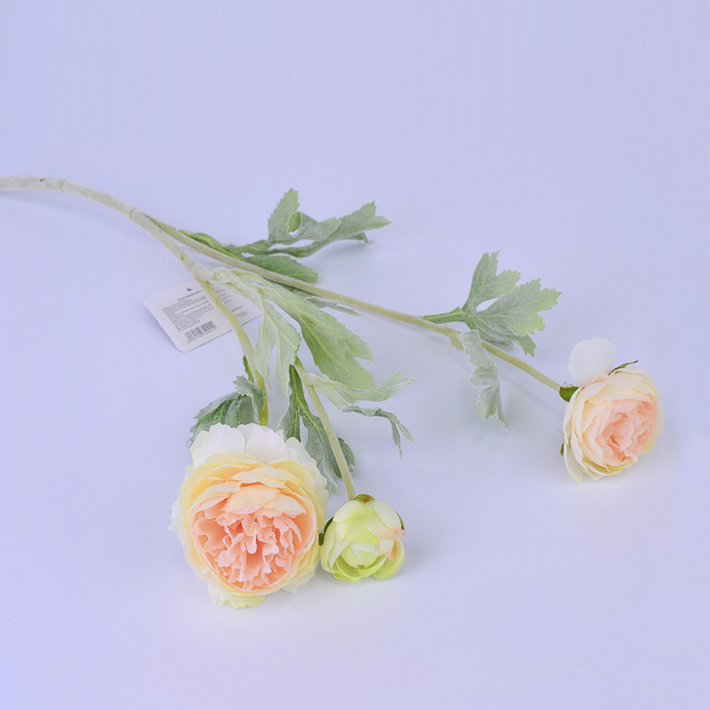 Искусственные цветы Ранункулюс Персиковый 50см (ветка)