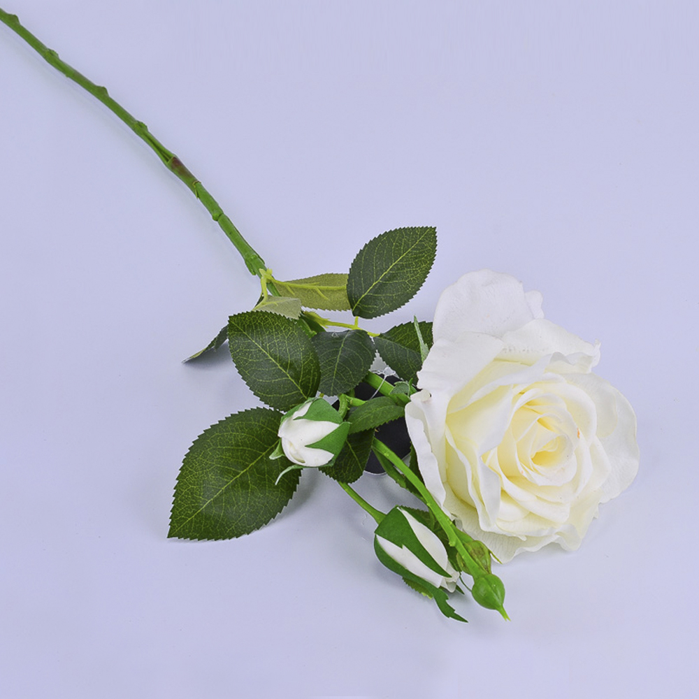Искусственные цветы Роза Белая 71см (ветка)