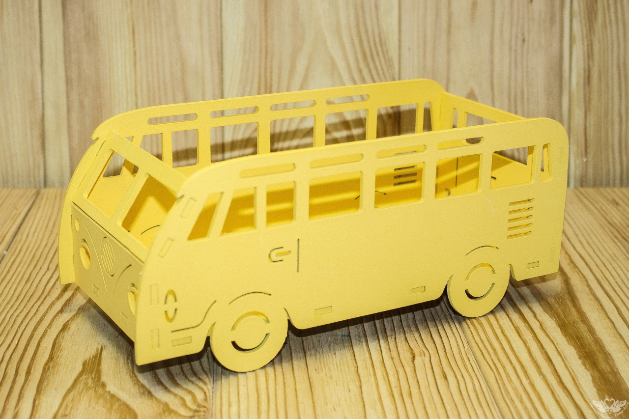 Подарочная упаковка Автобус (25*11*10.5) МДФ окрашен Желтый