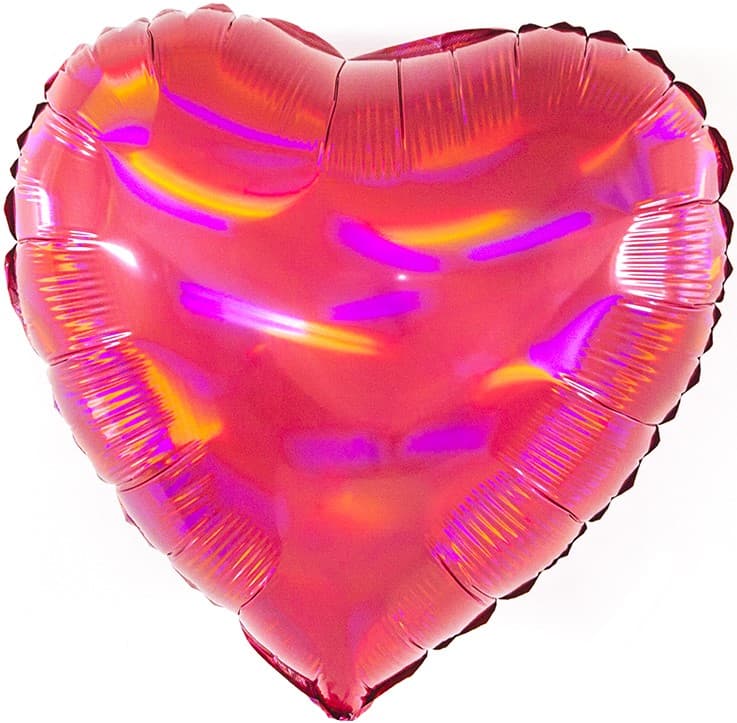 Шар (18/46 см) Сердце Перламутровый блеск Рубин Голография Falali