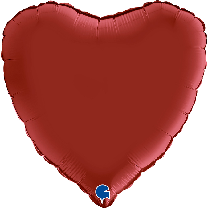 Шар (18/46 см) Сердце Рубиновый Сатин GRABO