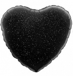 Шар (18/46 см) Сердце Чёрный Голография Falali