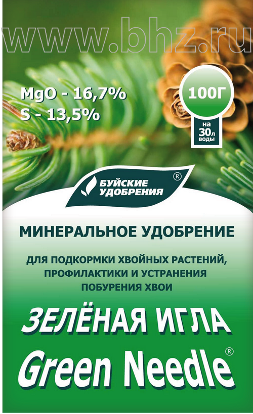 Водорастворимое удобрение "Зеленая игла" пакет 100 г