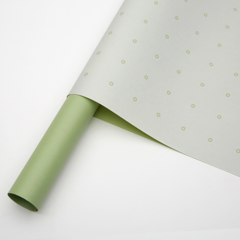 Пленка матовая с рисунком горошек, 60см*60см,10 листов, цвет зеленый