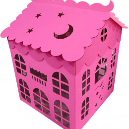Коробка для воздушных шаров Домик Розовый 70*70*70 см