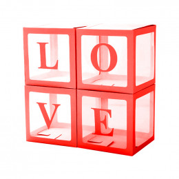 Набор коробок для воздушных шаров Love Красные грани Прозрачный 30*30*30 см в упаковке 4 шт