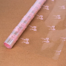 А Пленка прозрачная с рисунком Бантики Нежно-розовый 70см 200гр