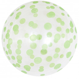 Шар (18''/46 см) Сфера 3D. Deco Bubble. Зеленое конфетти. Прозрачный