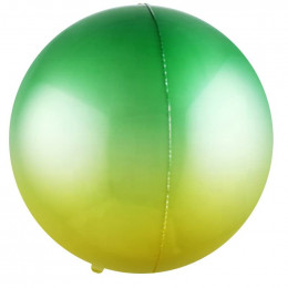Шар (22''/56 см) Сфера 3D. Зеленый/Желтый. Градиент. 1 шт.