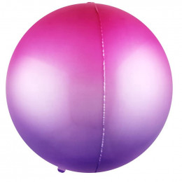 Шар (22''/56 см) Сфера 3D. Фуше/Фиолетовый. Градиент. 1 шт.