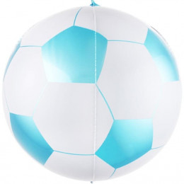 Шар (23''/58 см) Сфера 3D. Футбольный мяч. Голубой. 1 шт.