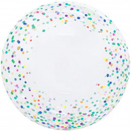 Шар Сфера 3D (20''/51 см) С Днем Рождения! Разноцветное Конфети Прозрачный FALALI