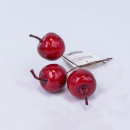 Яблоки глянцевые на вставке Красный 3.5*14см 3шт