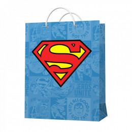 Пакет подарочный Superman (голубой с лого) 33.5*40.6*15.5 см
