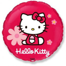 Шар (18/46 см) Круг Hello Kitty божья в цветочках FLEXMETAL