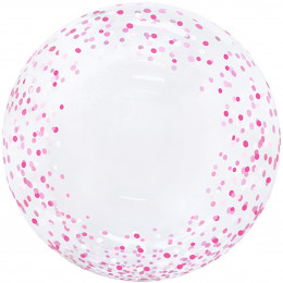 Шар Сфера 3D (20''/51 см) С Днем Рождения! Розовое Конфети Прозрачный FALALI