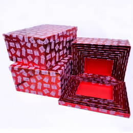 Набор коробок Прямоугольник Новогодние подарки Красный 37*28.5*16/35*27*16/33*25*14.5/31*23.5*13/29*