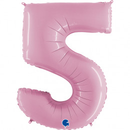 Шар (40''/102 см) Цифра Розовый пастель №5 Grabo