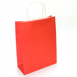 Пакет Крафт Красный бумажная ручка 15*21*8 см