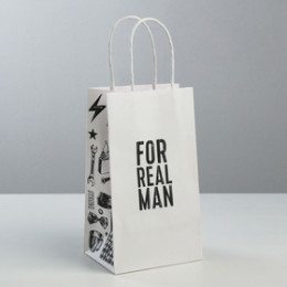 Пакет Крафт подарочный For real men 12*21*9см